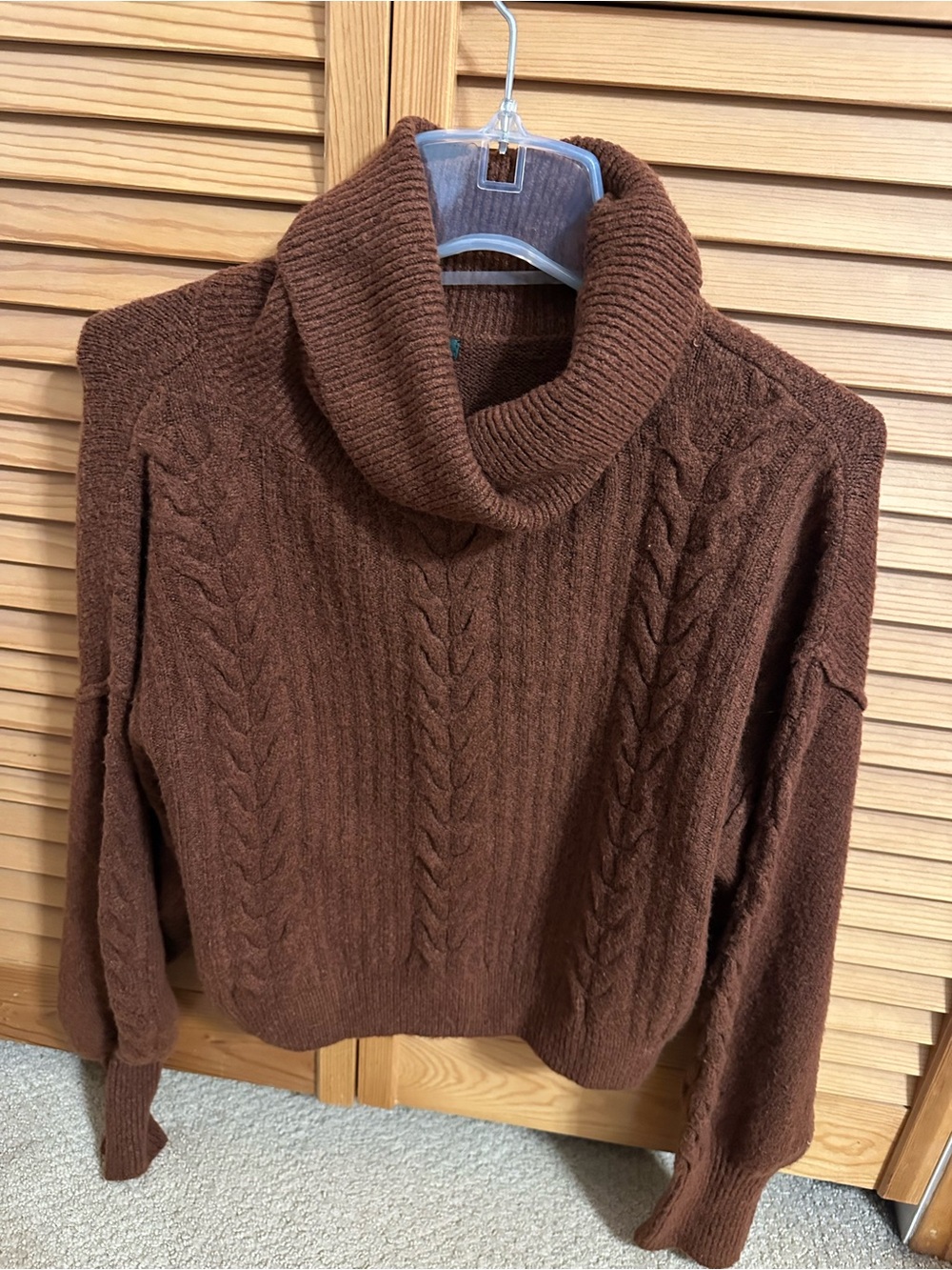 Cozy Turtleneck Cable Knit Sweater - Brown